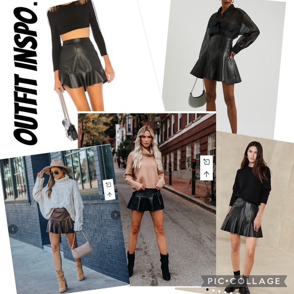 Uniform John Paul Richard Black Leather Flare Hem Mini Skirt Size 12 - Picture 2 of 15